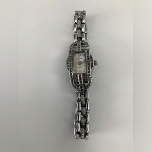 Vintage O’SUE 90’S Art Deco Silver Stainless Steel Women’s Rectangle Wrist Watch